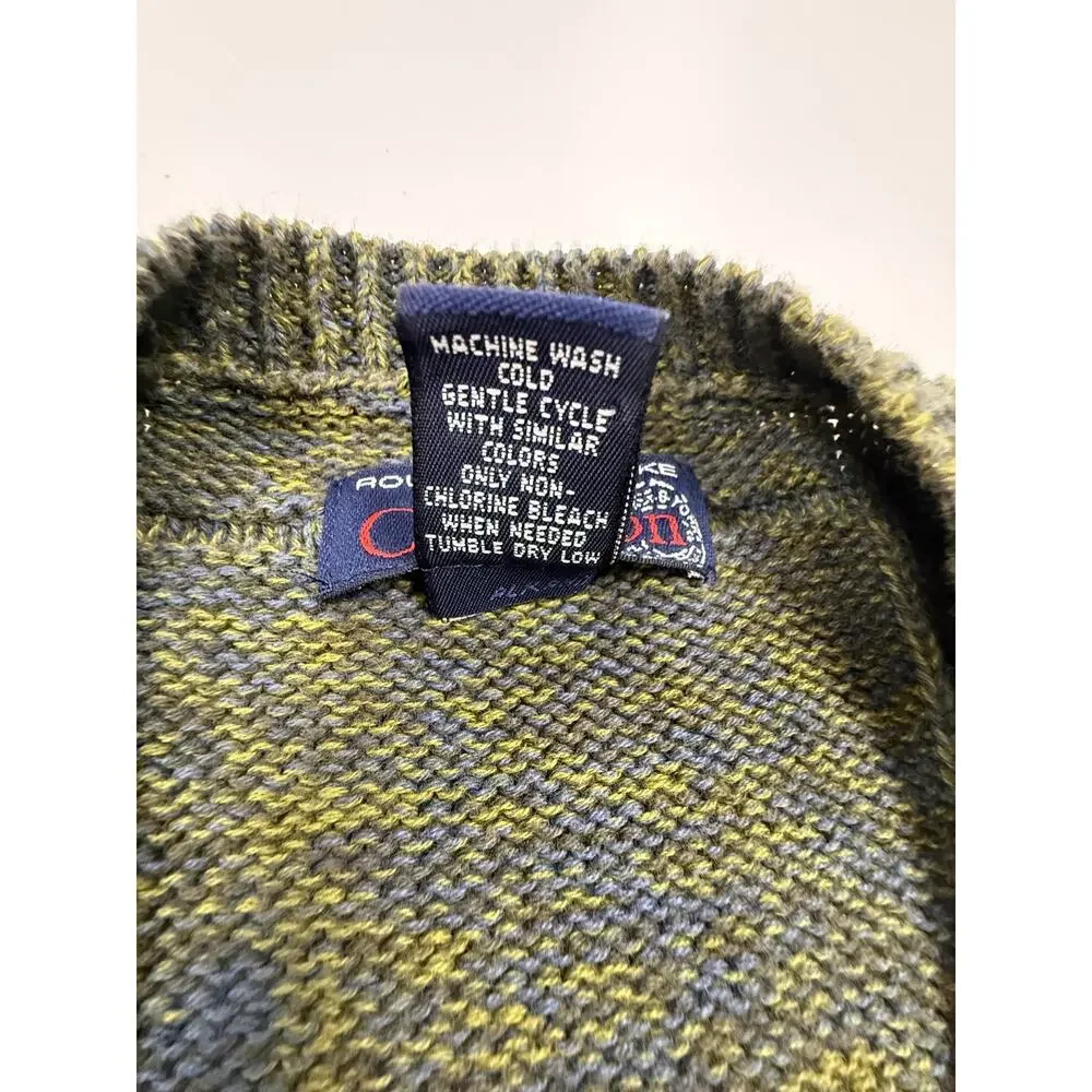 Roundtree & Yorke Collection Cotton Chunky Knit Crewneck Sweater Green XL